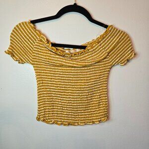 Striped Yellow Shirt - Off the Shoulder